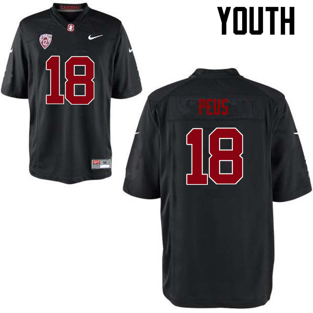 Youth Stanford Cardinal #18 Brent Peus College Football Jerseys Sale-Black